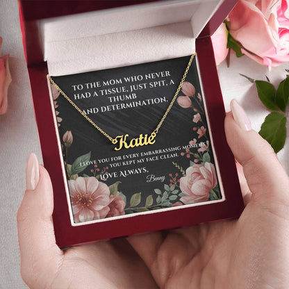 Funny Mother's Day Name Necklace — Personalized with Humorous Message Card
