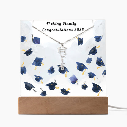 Funny Graduation Gift-Personalized Graduation Cap Necklace and Acrylic Keepsake