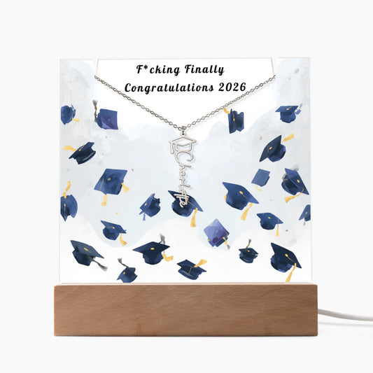 Funny Graduation Gift-Personalized Graduation Cap Necklace and Acrylic Keepsake
