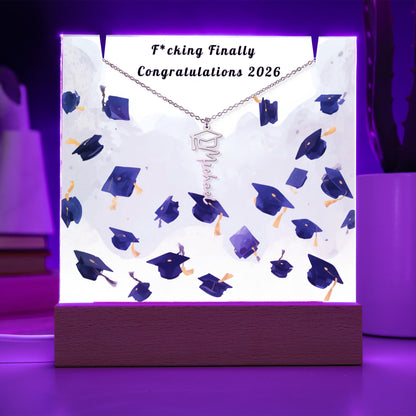 Funny Graduation Gift-Personalized Graduation Cap Necklace and Acrylic Keepsake