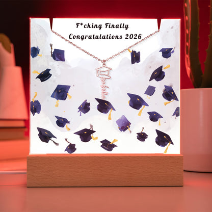Funny Graduation Gift-Personalized Graduation Cap Necklace and Acrylic Keepsake