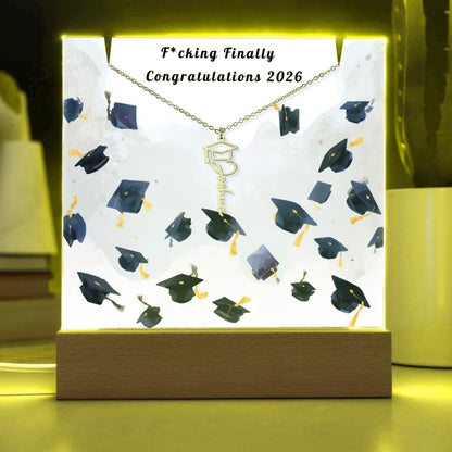 Funny Graduation Gift-Personalized Graduation Cap Necklace and Acrylic Keepsake