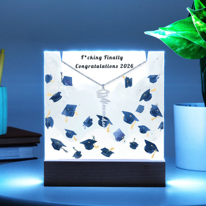 Funny Graduation Gift-Personalized Graduation Cap Necklace and Acrylic Keepsake