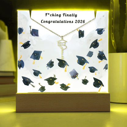 Funny Graduation Gift-Personalized Graduation Cap Necklace and Acrylic Keepsake