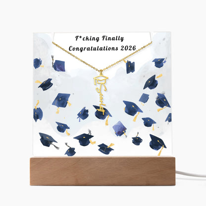 Funny Graduation Gift-Personalized Graduation Cap Necklace and Acrylic Keepsake