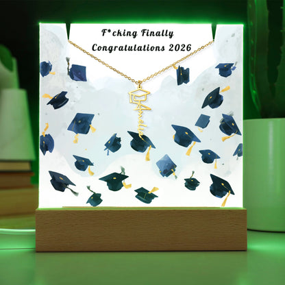 Funny Graduation Gift-Personalized Graduation Cap Necklace and Acrylic Keepsake