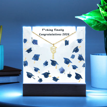 Funny Graduation Gift-Personalized Graduation Cap Necklace and Acrylic Keepsake