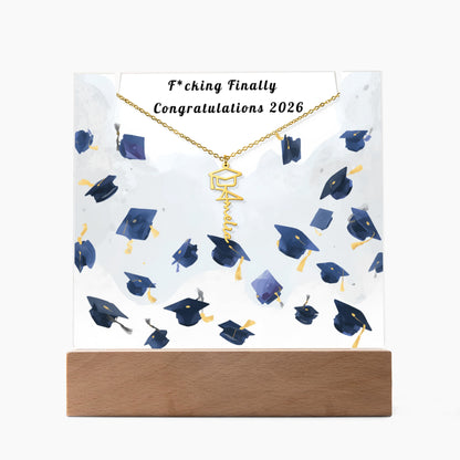 Funny Graduation Gift-Personalized Graduation Cap Necklace and Acrylic Keepsake