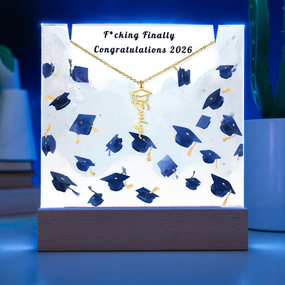 Funny Graduation Gift-Personalized Graduation Cap Necklace and Acrylic Keepsake