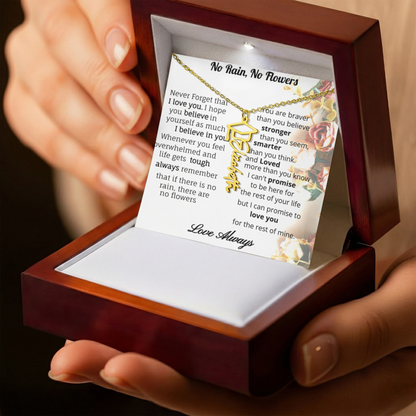 No Rain, No Flowers- inspirational and loving custom name necklace for your special Graduate.