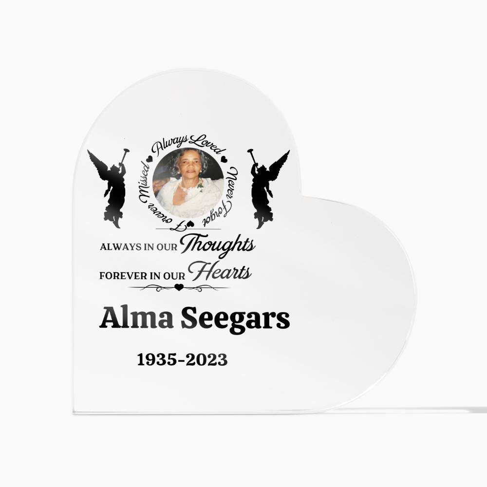Heart Shaped Acrylic Memorial Plaque, Personalized In Loving Memory Gift, Custom Photo Keepsake, Angel Silhouette Decor