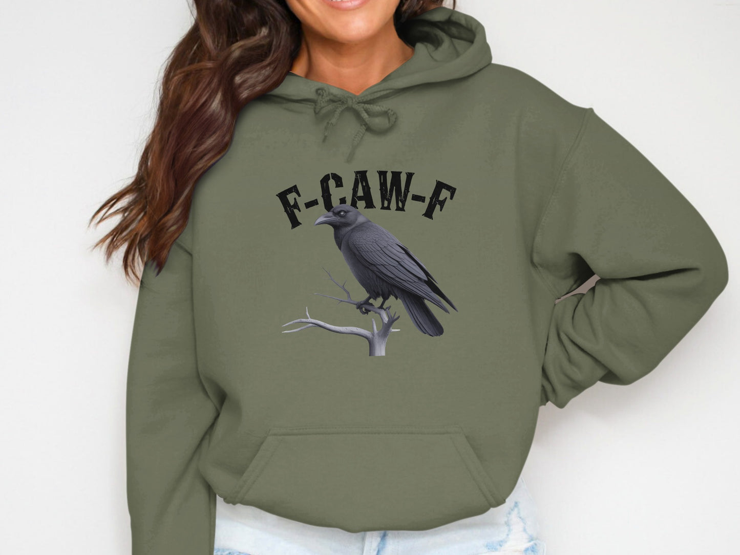 F-CAW-F Hoodie with Crow Design Comfortable Product
