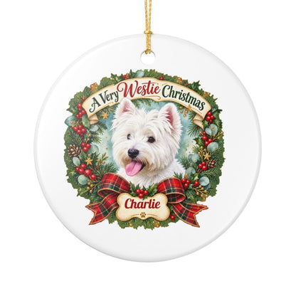 Personalized Ceramic Decoration Ornament, (1pc) – Westie Christmas