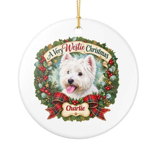 Personalized Ceramic Decoration Ornament, (1pc) – Westie Christmas