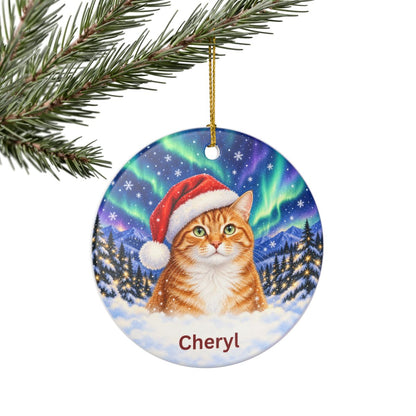 Ceramic Decoration Ornament, (1pc) – Northern Lights Cat