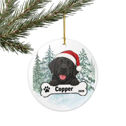 Ceramic Decoration Ornament, (1pc) – Chocolate Lab Christmas