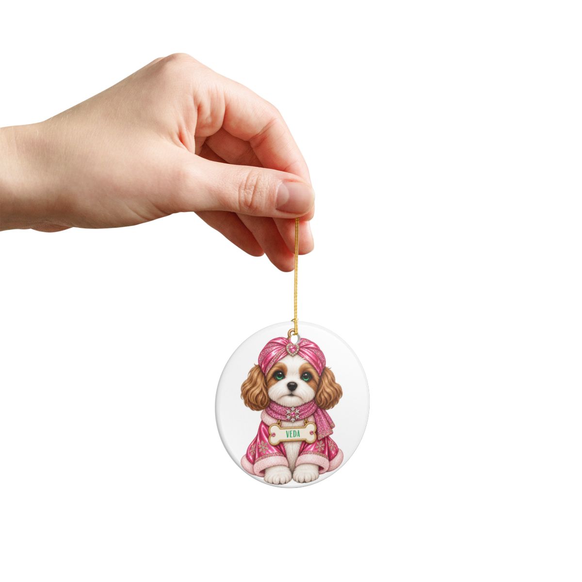 Ceramic Decoration Ornament, (1pc) – Pink Turban Dog