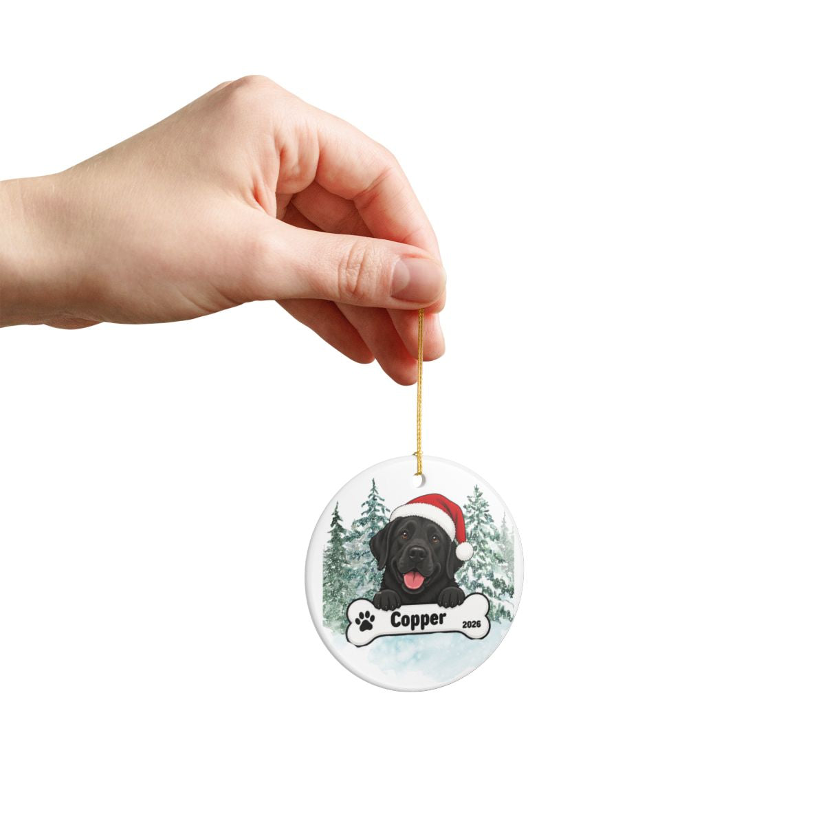 Ceramic Decoration Ornament, (1pc) – Chocolate Lab Christmas