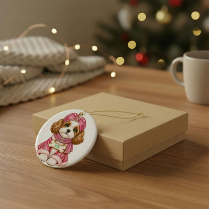 Ceramic Decoration Ornament, (1pc) – Pink Turban Dog