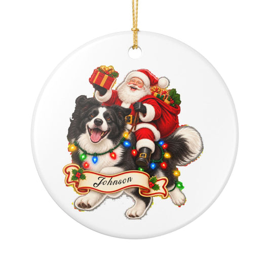 Ceramic Decoration Ornament, (1pc) – Santa and Collie