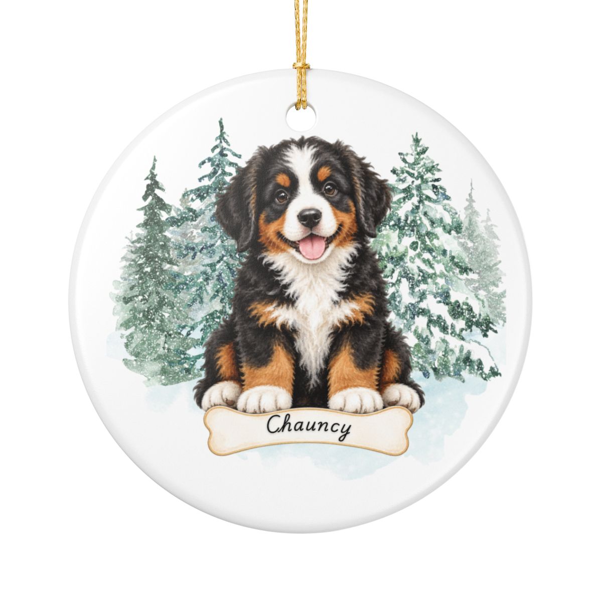 Ceramic Decoration Ornament, (1pc) – Puppy Christmas