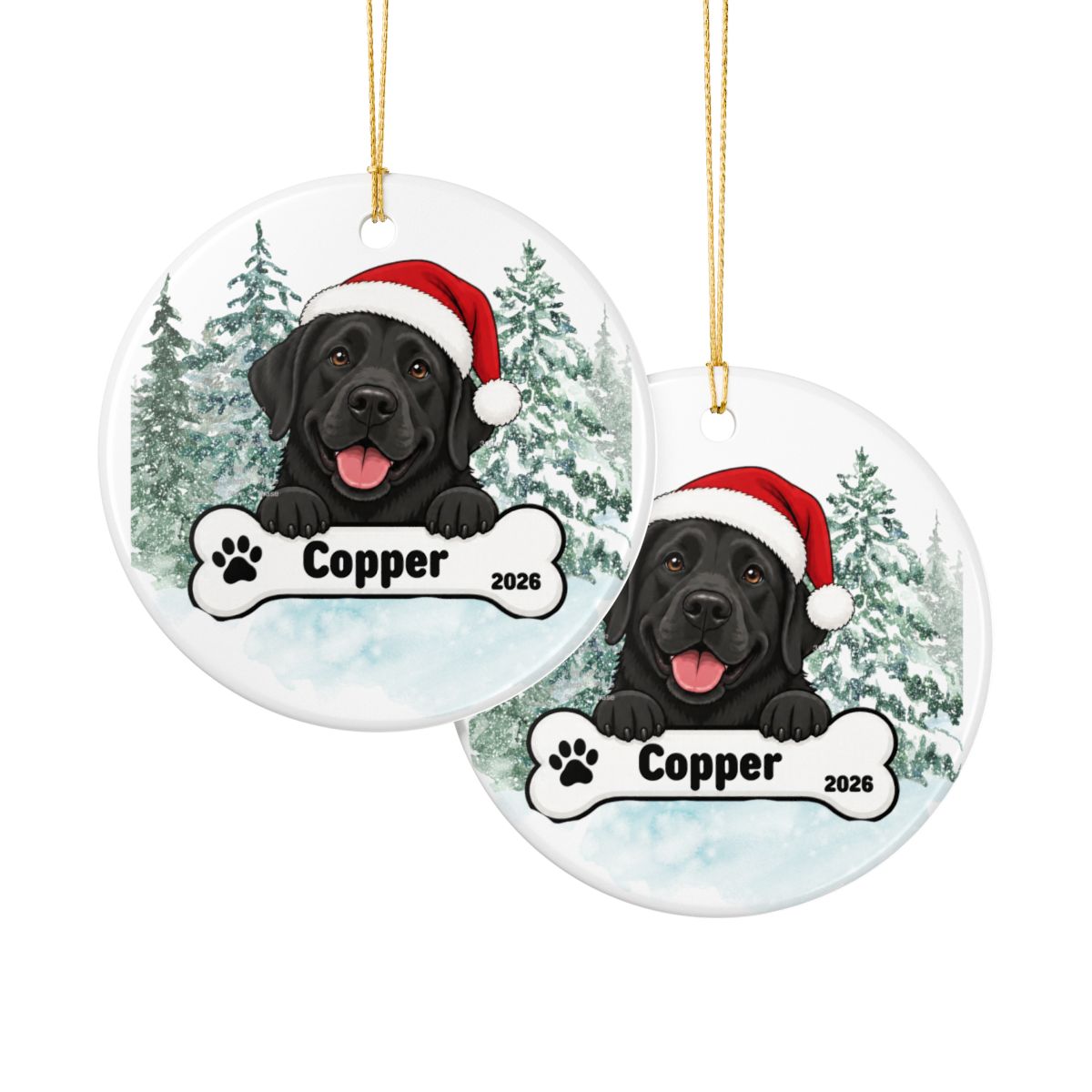 Ceramic Decoration Ornament, (1pc) – Chocolate Lab Christmas
