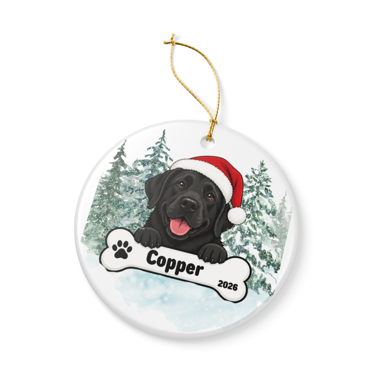 Ceramic Decoration Ornament, (1pc) – Chocolate Lab Christmas