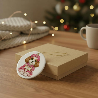 Ceramic Decoration Ornament, (1pc) – Pink Turban Dog Variation