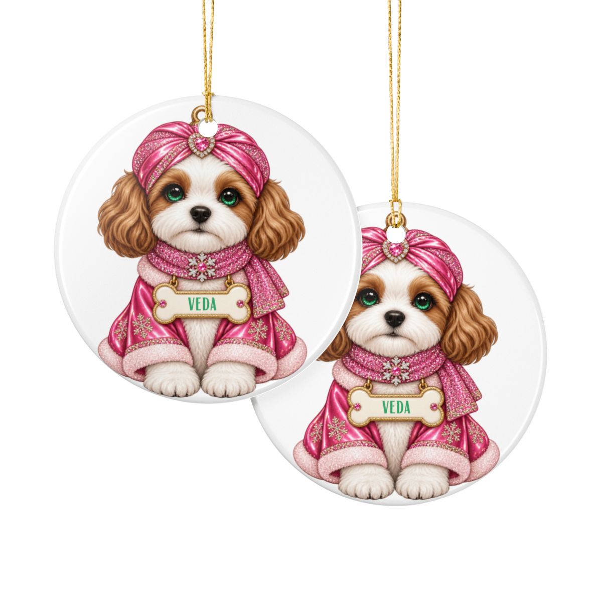 Ceramic Decoration Ornament, (1pc) – Pink Turban Dog