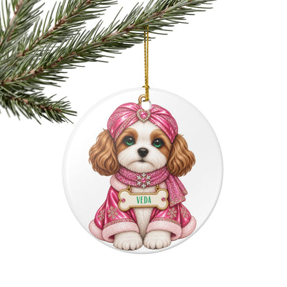 Ceramic Decoration Ornament, (1pc) – Pink Turban Dog
