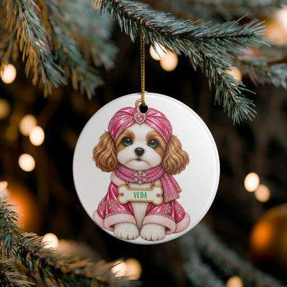 Ceramic Decoration Ornament, (1pc) – Pink Turban Dog