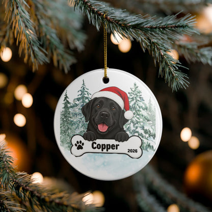 Ceramic Decoration Ornament, (1pc) – Chocolate Lab Christmas