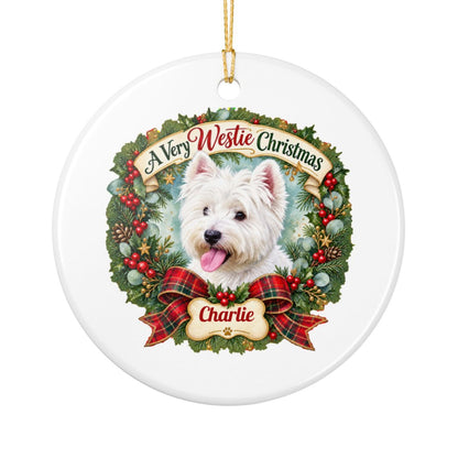 Personalized Ceramic Decoration Ornament, (1pc) – Westie Christmas
