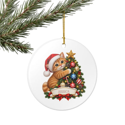 Ceramic Decoration Ornament, (1pc) – Cat Christmas Tree