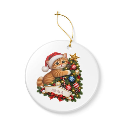 Ceramic Decoration Ornament, (1pc) – Cat Christmas Tree