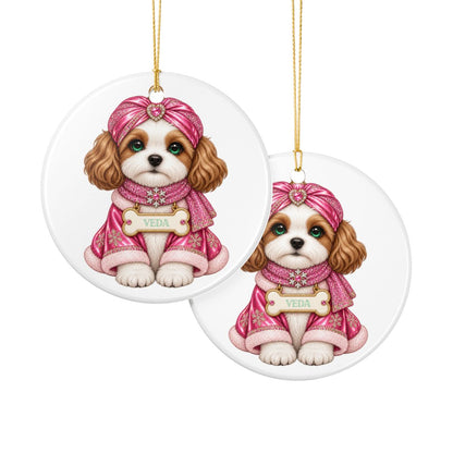 Ceramic Decoration Ornament, (1pc) – Pink Turban Dog Variation