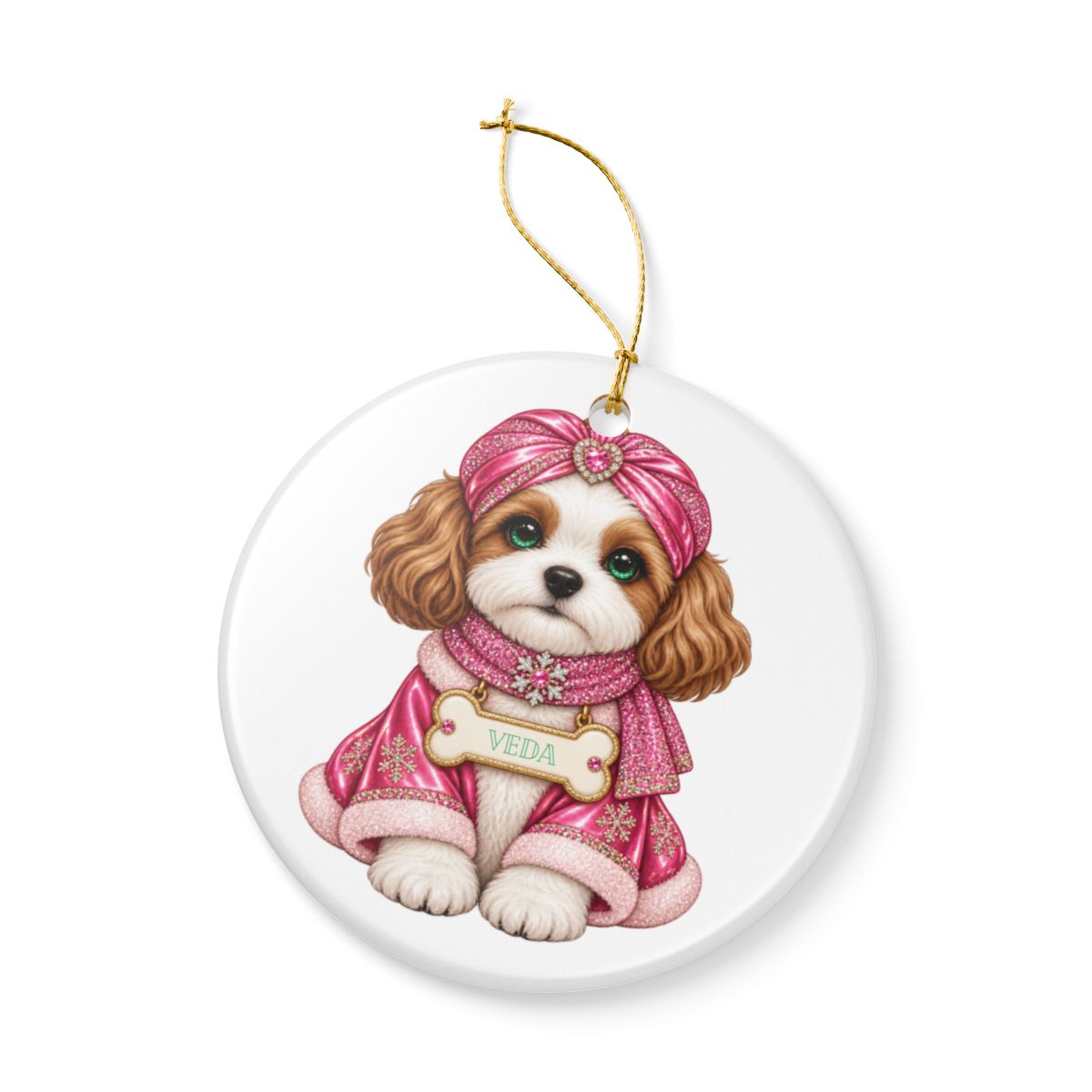 Ceramic Decoration Ornament, (1pc) – Pink Turban Dog Variation
