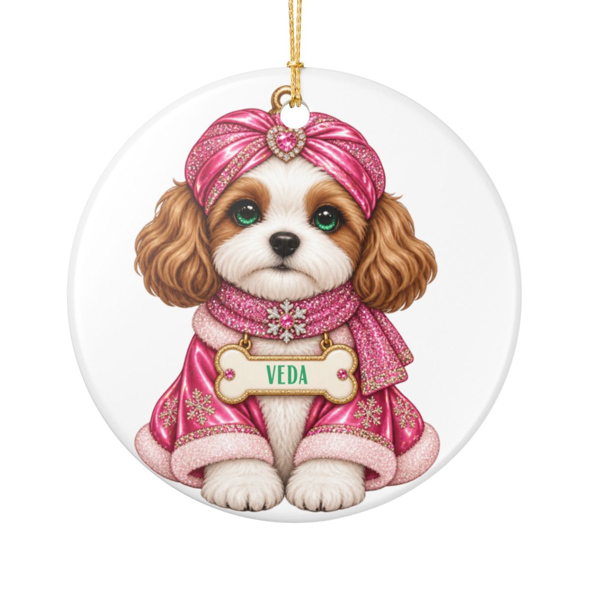 Ceramic Decoration Ornament, (1pc) – Pink Turban Dog