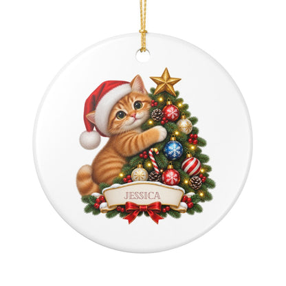 Ceramic Decoration Ornament, (1pc) – Cat Christmas Tree