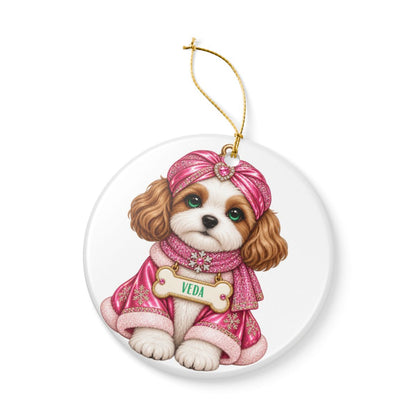 Ceramic Decoration Ornament, (1pc) – Pink Turban Dog
