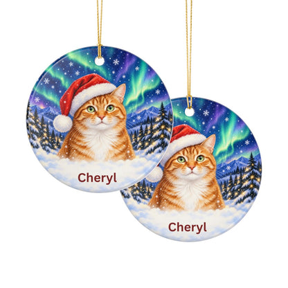 Ceramic Decoration Ornament, (1pc) – Northern Lights Cat