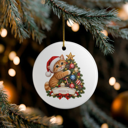 Ceramic Decoration Ornament, (1pc) – Cat Christmas Tree