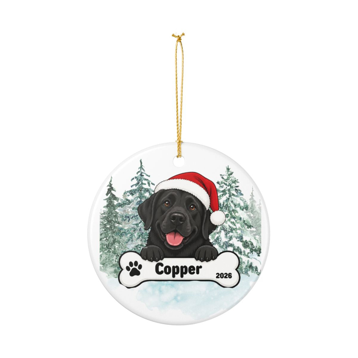 Ceramic Decoration Ornament, (1pc) – Chocolate Lab Christmas