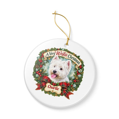 Personalized Ceramic Decoration Ornament, (1pc) – Westie Christmas
