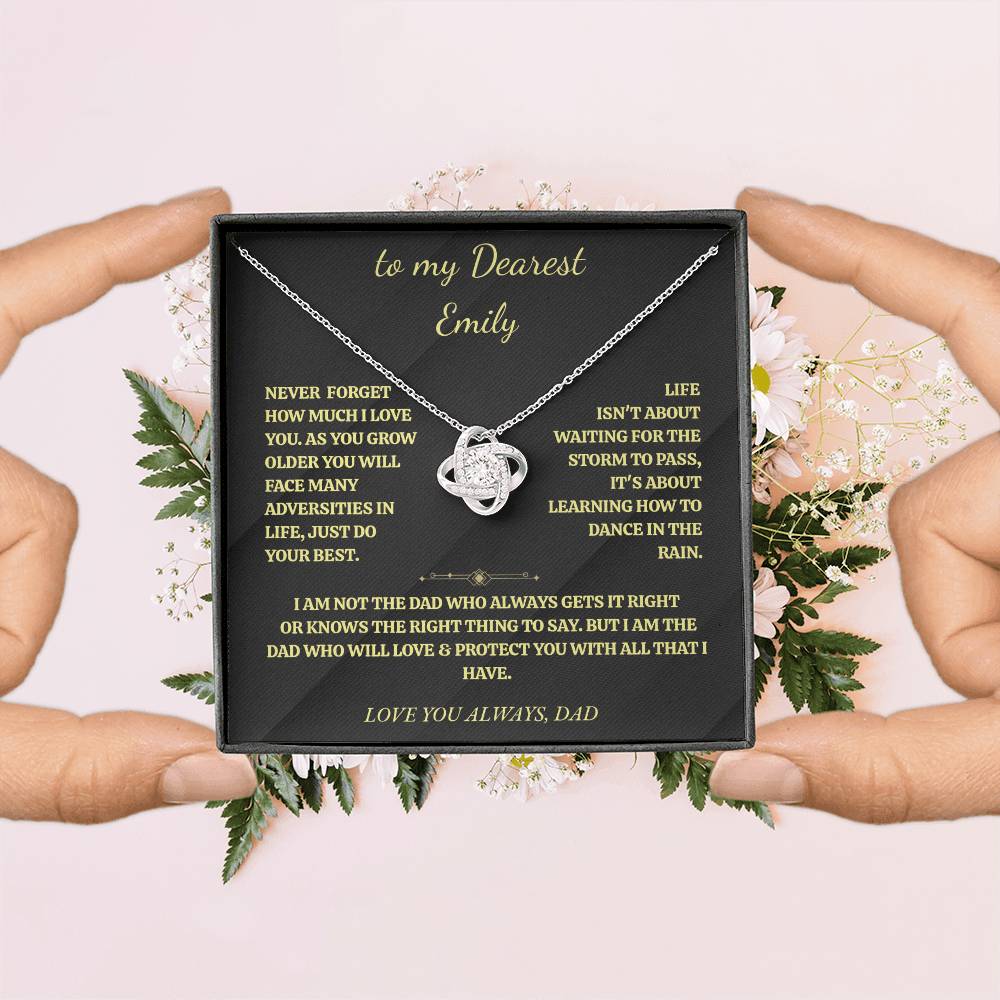 Personalized Love Knot Necklace for Daughter from Dad - "I'll Always Be There"