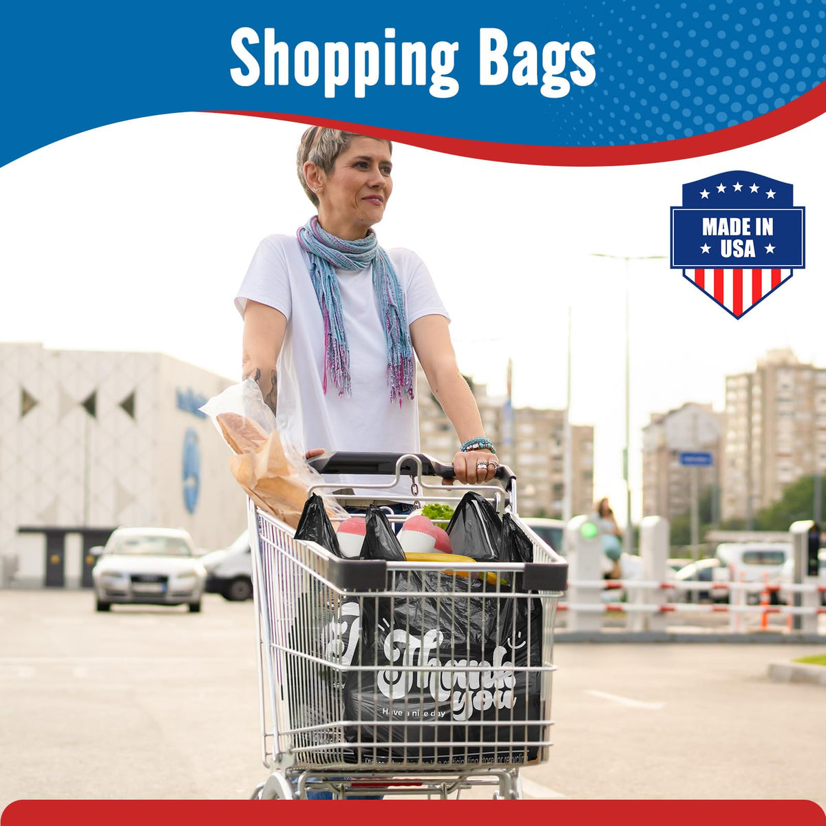 11.5x6.5x21" 0.47mil Thank You Plastic Bags 1000 Count Wholesale