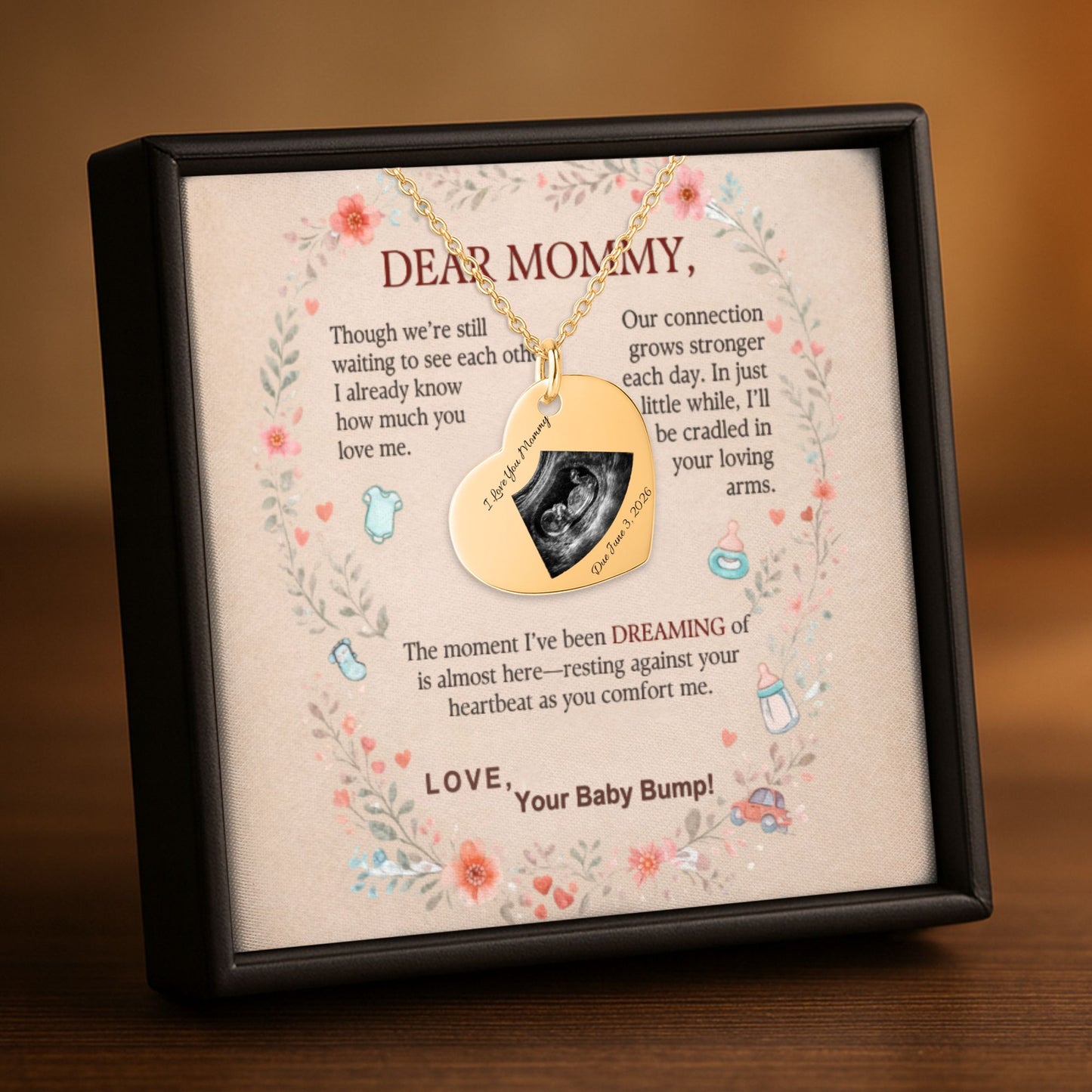 Custom Sonogram Heart Necklace — Personalized Keepsake Gift for New Moms FBLP