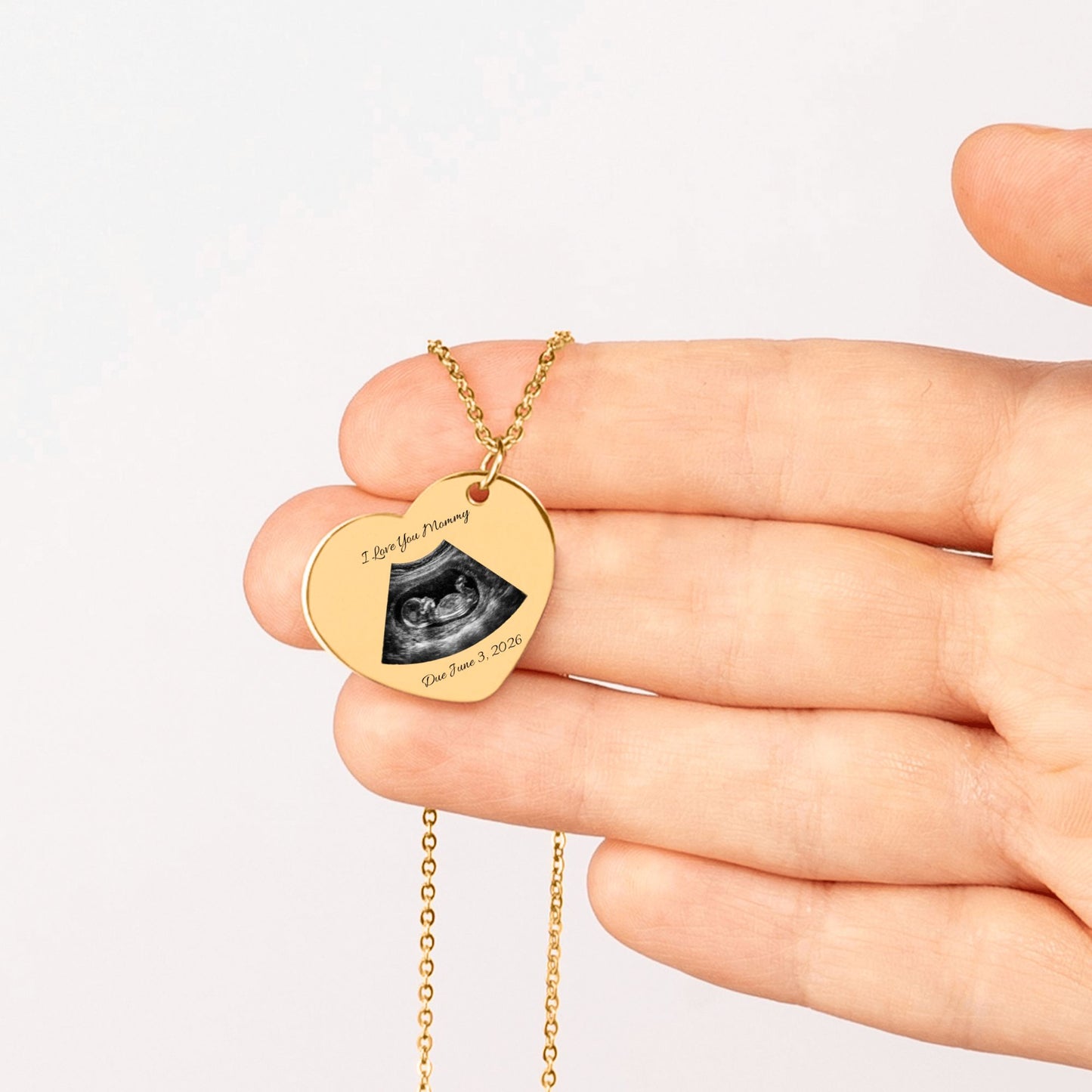 Custom Sonogram Heart Necklace /Personalized Mom-to-Be Gift /Keepsake Pendant