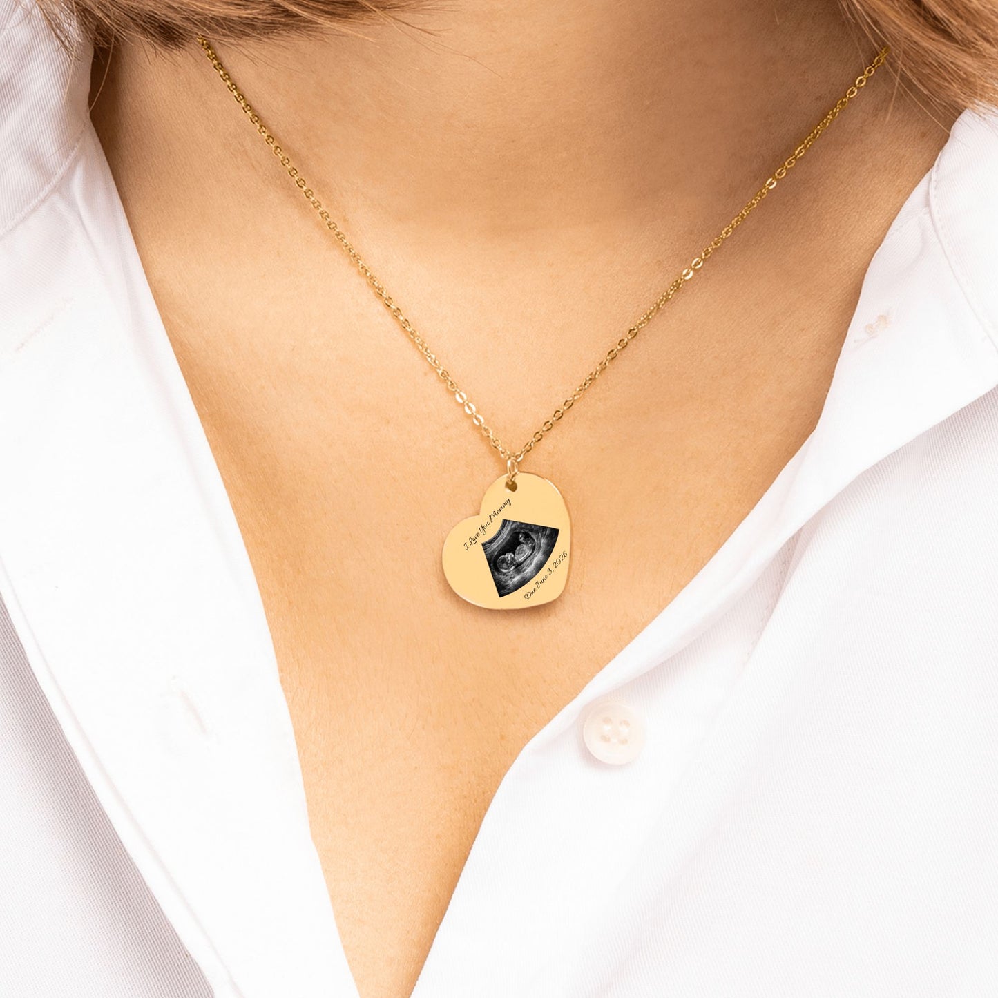 Custom Sonogram Heart Necklace /Personalized Mom-to-Be Gift /Keepsake Pendant