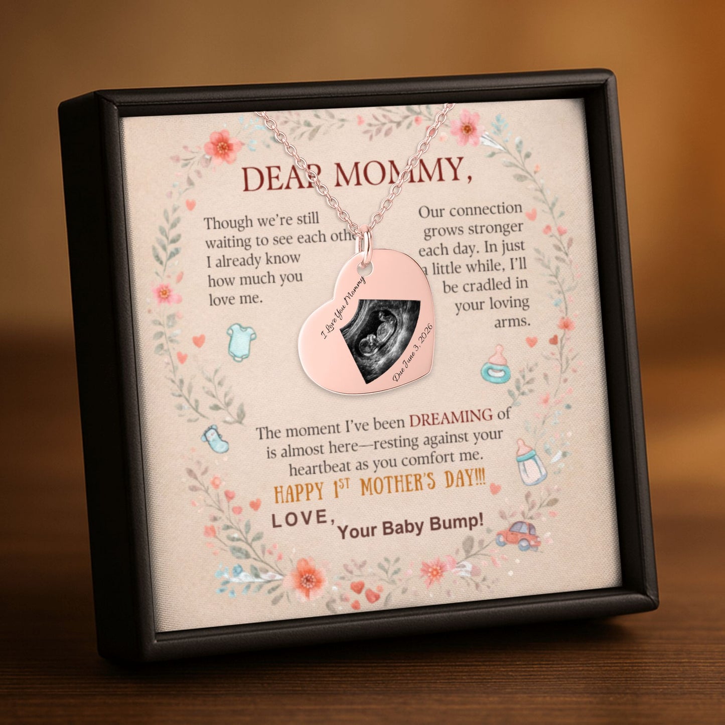 Custom Sonogram Heart Necklace /Personalized Mom-to-Be Gift /Keepsake Pendant